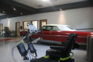 Physical therapy room with Pontiac Bonneville